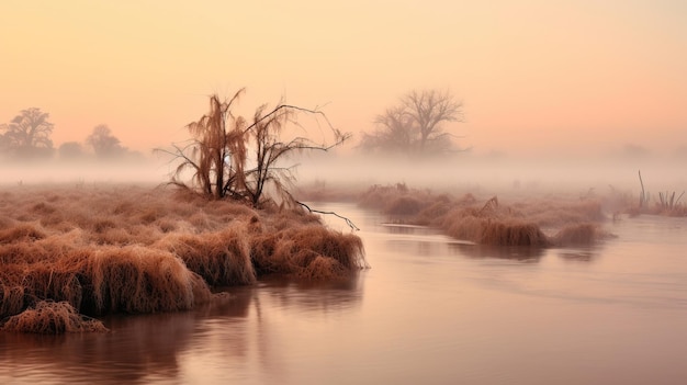 Photo matin brumeux sur la rivière