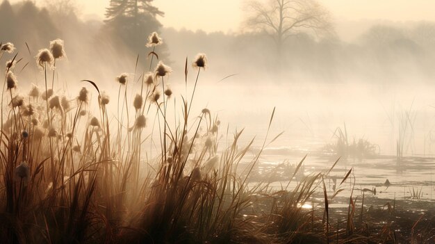 matin brumeux sur la rivière