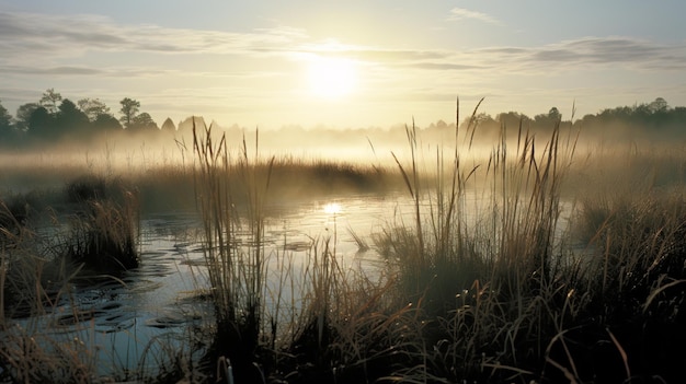 matin brumeux sur la rivière