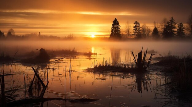 matin brumeux sur la rivière