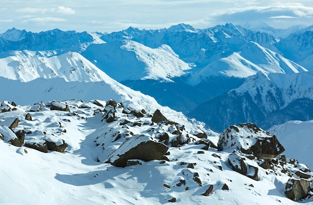 Matin hiver paysage des Alpes de Silvretta, Tyrol, Autriche.