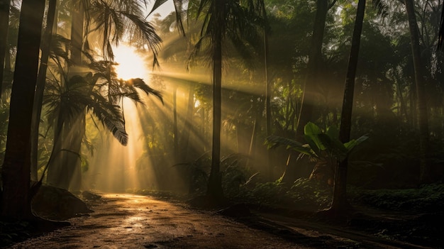 Matin léger dans la palmeraie