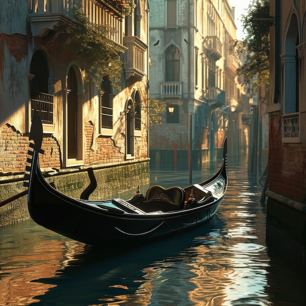 Un matin serein sur une gondole dans les calmes canaux de Venise Italie Un matin calme dans une gondole de Venise générée par l'IA