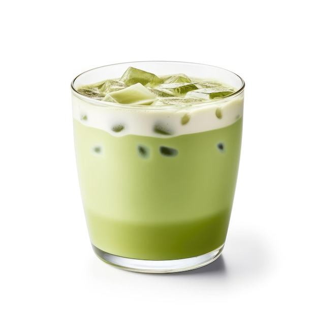 Mattia Green Tea Latte boisson froide sur fond blanc