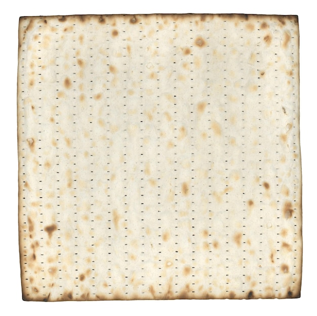 Matzah pain sans levain cuit au four isolé sur blanc