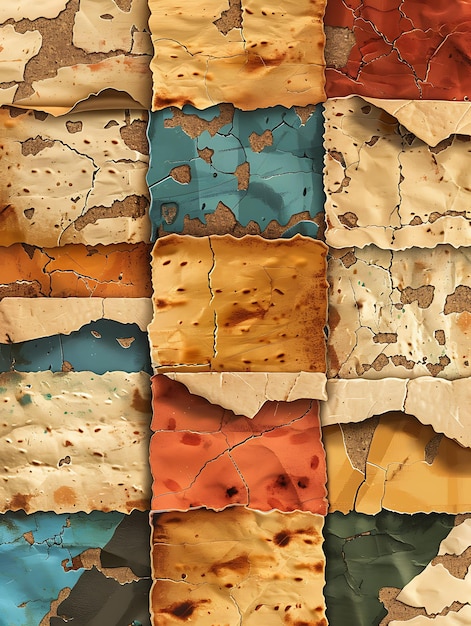 Matzah avec une texture de découpes de papier recyclé Illustration de couleur de papier déchiré Décor d'arrière-plan tendance