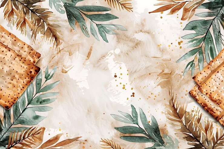 Photo matzah avec une texture de feuilles séchées découpage effet collage illustration décor d'arrière-plan tendance