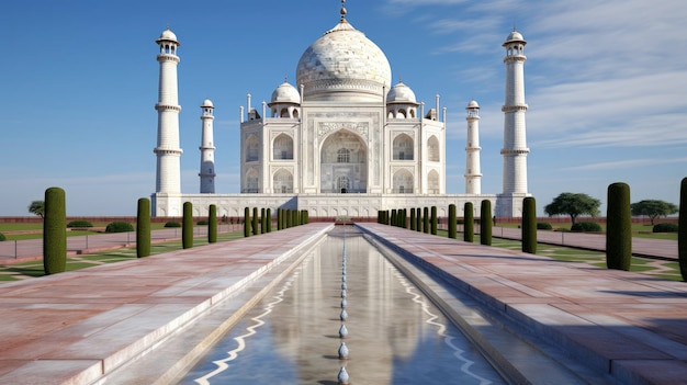 Le mausolée en marbre blanc du Taj Mahal à Agra, en Inde, est le symbole de la création avec la technologie d'intelligence artificielle générative.