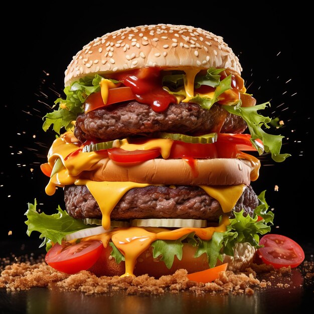 Un maxi hamburger avec un double cheeseburger.