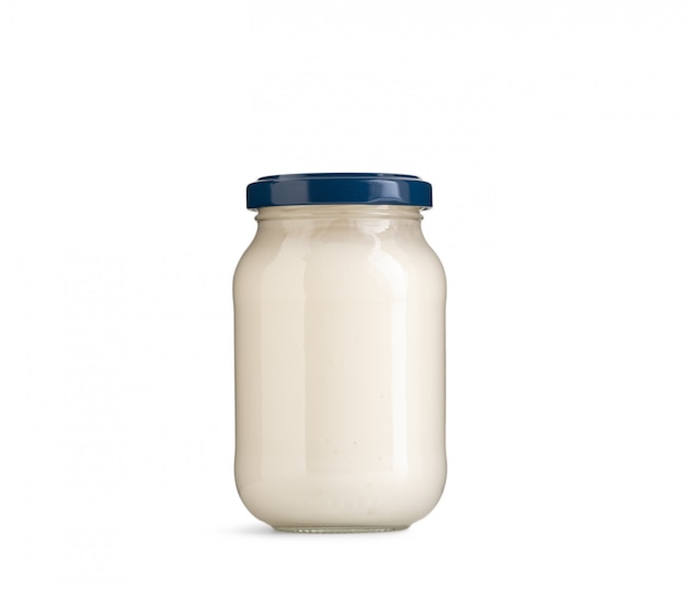Photo mayonnaise ou vinaigrette en bouteille isolée