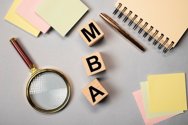 MBA acronyme de maîtrise en administration des affaires. Notion d'éducation.