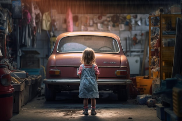 Mécanicien automobile enfant fille garage Générer Ai