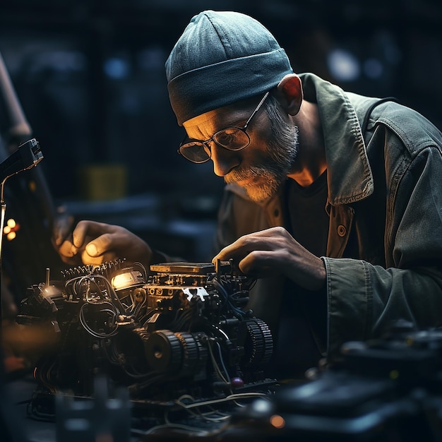 Un mécanicien supervise un chantier de construction