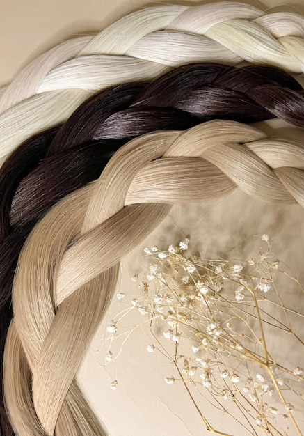Mèches de cheveux naturels de différentes couleurs pour extensions Palette de couleurs de cheveux