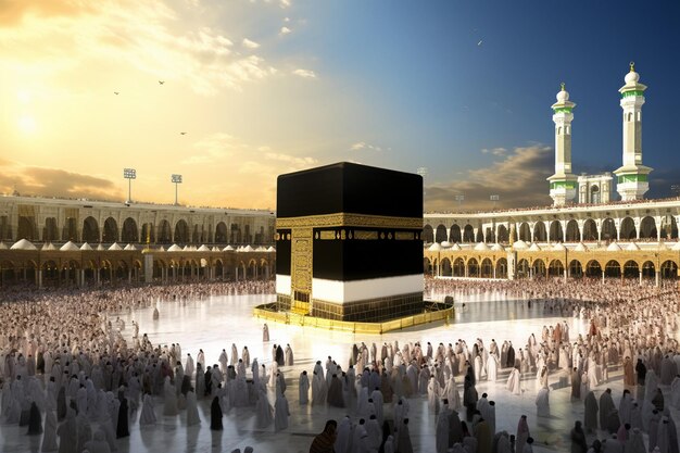 Mecque Arabie saoudite Pèlerins musulmans à la Kaaba dans la mosquée Haram de La Mecque pendant