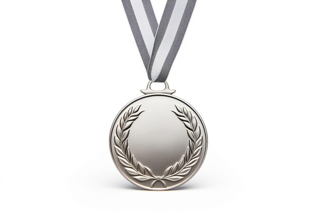 Photo médaille d'argent isolée sur fond blanc