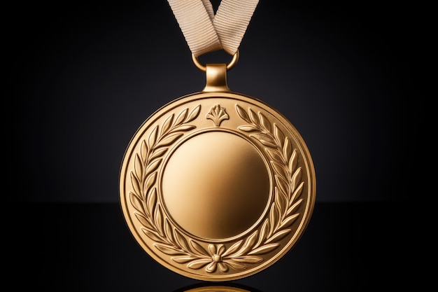 Une médaille d'or à face vierge attend une réalisation personnalisée