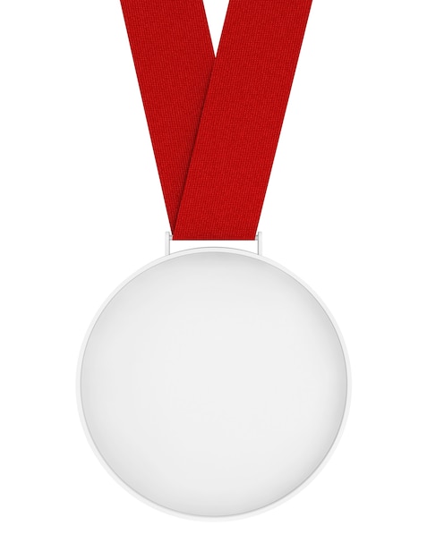 Médaille vierge avec ruban sur fond blanc