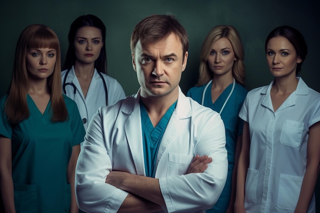 Un médecin caucasien et son équipe dévouée Generative By Ai