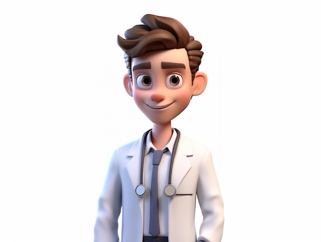 médecin de dessin animé avec stéthoscope et ai générative de stéthoscope