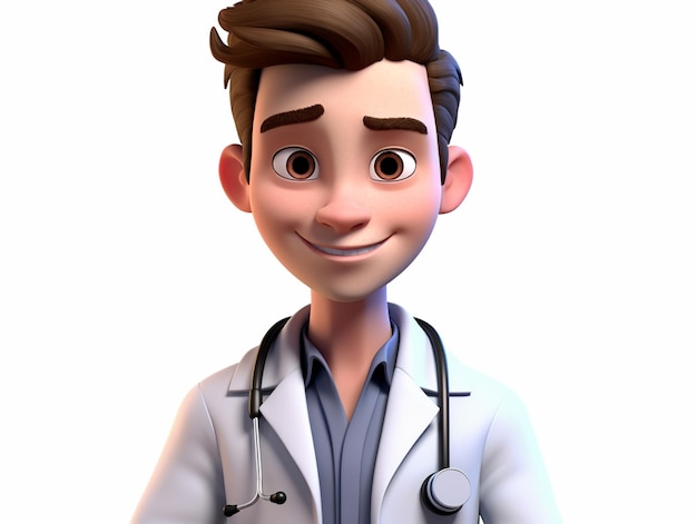 médecin de dessin animé avec stéthoscope et stéthoscope en main ai générative