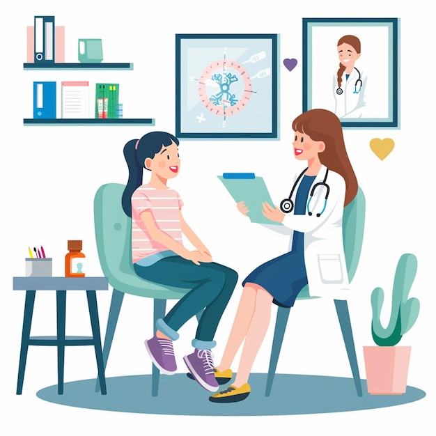 Le médecin examine le patient Concept d'illustration sur fond blanc