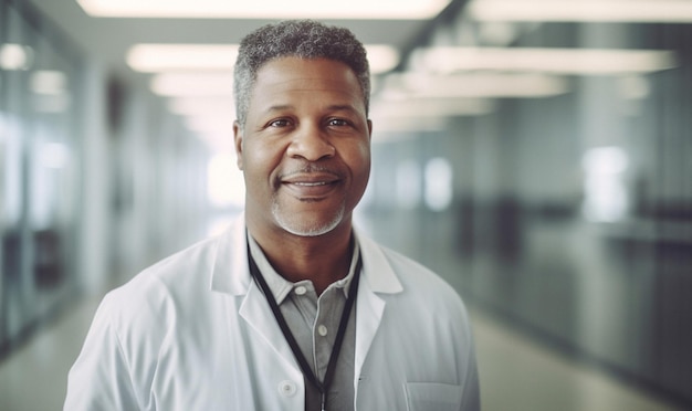 Médecin homme noir et face à l'hôpital avec confiance confiance et sourire clinique médicale pour professionnel