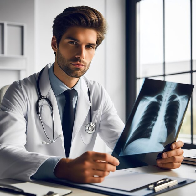 Un médecin à l'hôpital regarde une radiographie.