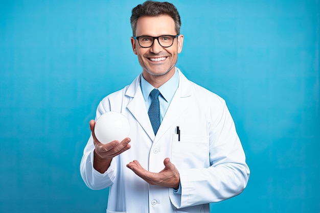 Un médecin joyeux en lunettes a un sourire blanc comme la neige