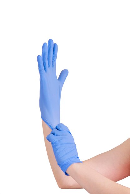 Le médecin met des gants médicaux. pandémie de coronavirus covit-19