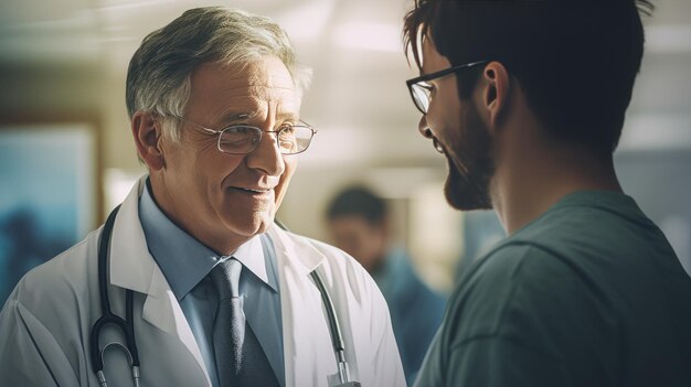 Médecin parlant au patient en clinique