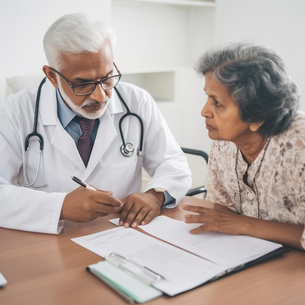 Un médecin et un patient discutent photo