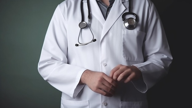 Un médecin portant une blouse blanche et photo gros plan stéthoscope