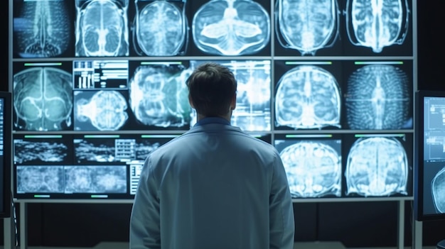 Le médecin se tient à côté des rayons X Generative AI