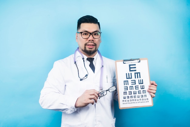Un médecin de sexe masculin asiatique avec stéthoscope