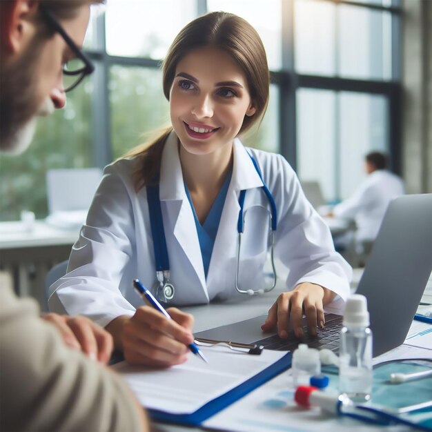 le médecin souriant dans l'image de l'hôpital