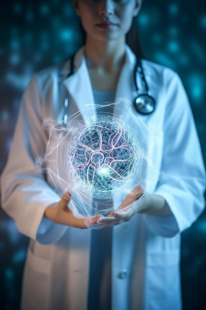 Photo un médecin avec un stéthoscope autour du cou