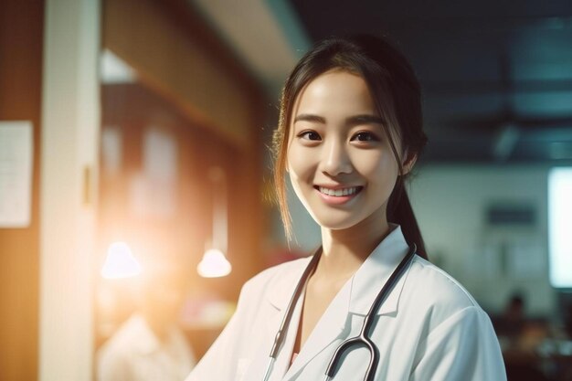 Photo une médecin avec un stéthoscope autour du cou