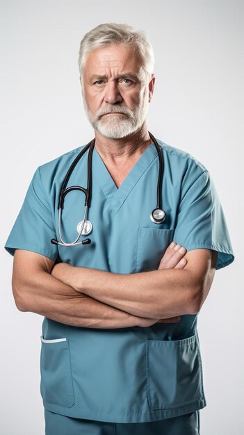 Photo un médecin avec un stéthoscope sur son cou