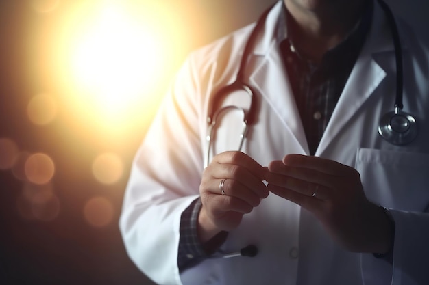 Médecin avec stéthoscope uniquement sur fond Bokeh généré par l'IA