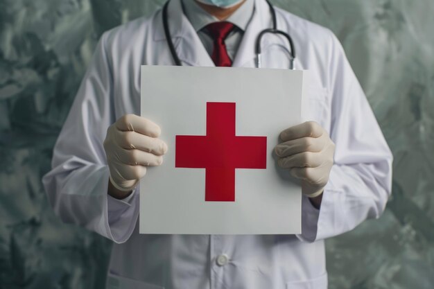 Médecin avec un symbole de premiers soins dans le cadre des soins de santé