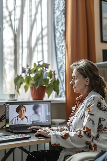 Un médecin de télémédecine consulte un patient par appel vidéo en lui fournissant des conseils médicaux, un diagnostic et