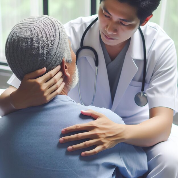 un médecin tenant un homme