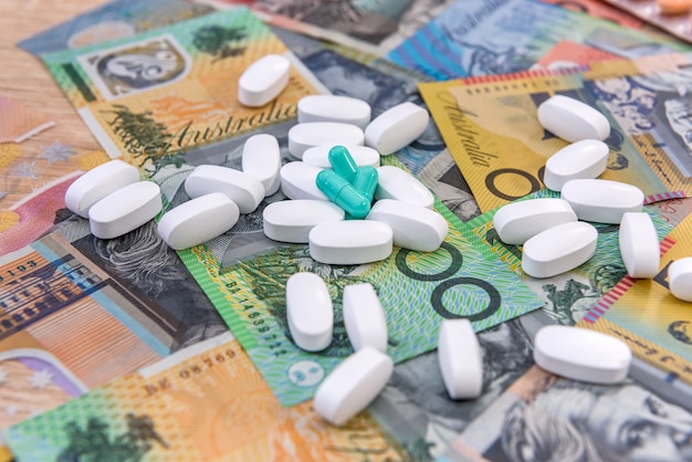 Médecine et coût de la santé avec les billets en dollars australiens