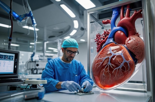 Photo des médecins analysent un cœur modèle