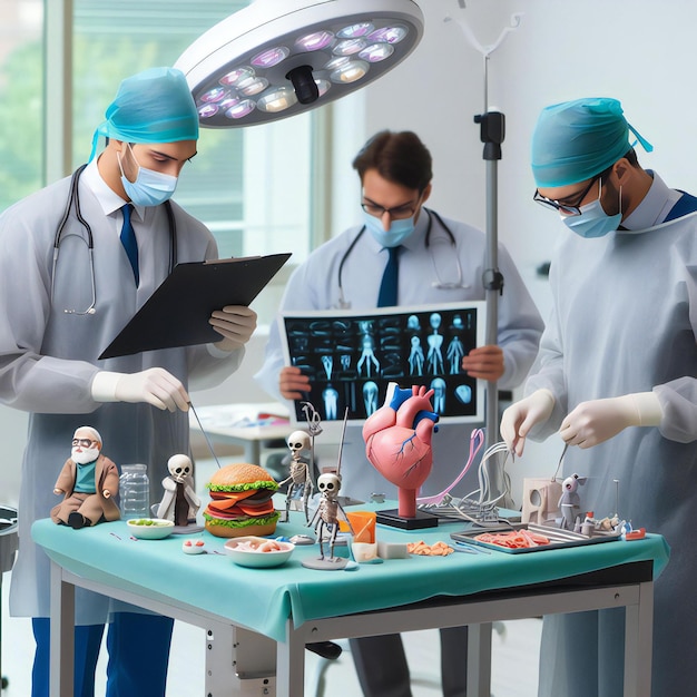 Des médecins en uniforme médical travaillent sur un examen médical.