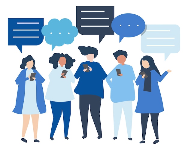 Les médias sociaux illustration png fond transparent