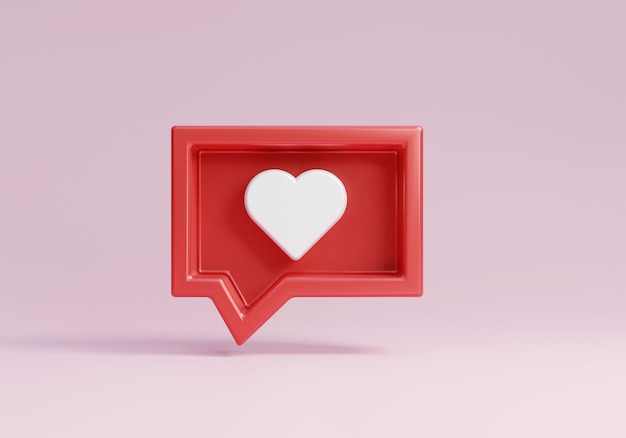 Médias sociaux instagram 3d comme sur fond rose ou icône d'amour des médias sociaux 3d sur fond rose