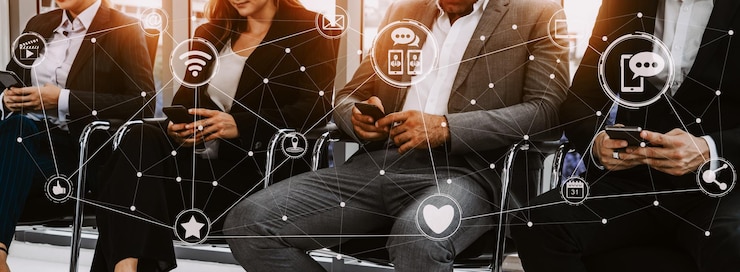 Photo les médias sociaux et les technologies de réseautage des personnes