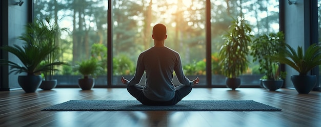 médicament exécutif avec fond de papier peint de performance de yoga